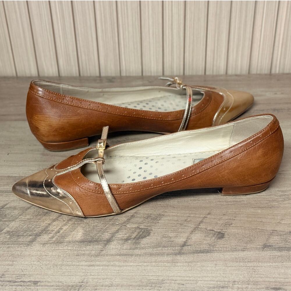 Boden Women’s Pointed-Toe Flats Brown Gold Metallic Size 40 EU / 9 US - Picture 4 of 9